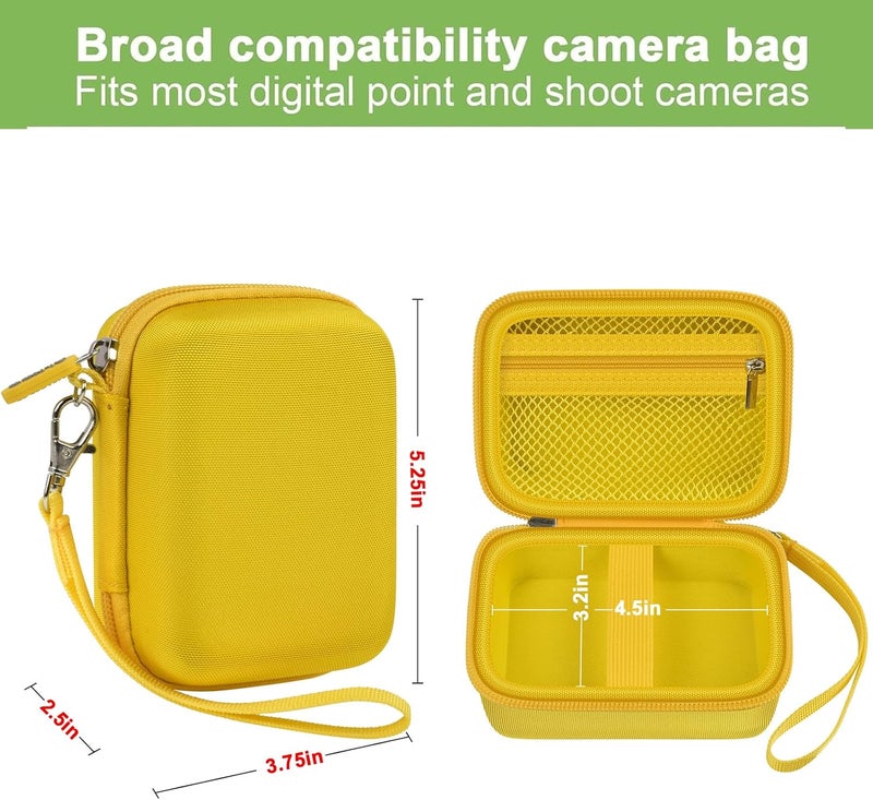 ALKOO Case Compatible with VAHOIALD FHD 1080P Digital Camera/for CAMKORY Digital Point and Shoot/for Kodak PIXPRO FZ45-BK 16MP Vlogging/for IWEUKJLO/for Nsoela, Holder for SD Card More (Yellow) - Image 3